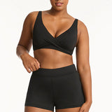 SEA LEVEL BIKINI - ESSENTIALS CROSS FRONT MULTIFIT BRA TOP / BLACK16