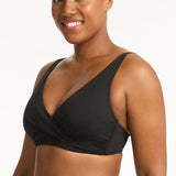 SEA LEVEL BIKINI - ESSENTIALS CROSS FRONT MULTIFIT BRA TOP / BLACK16