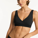 SEA LEVEL BIKINI - ESSENTIALS CROSS FRONT MULTIFIT BRA TOP / BLACK16