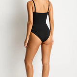 SEA LEVEL SWIMWEAR - SCALLOPED SQUARE NECK BRALETTE ONE PIECE