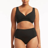 SEA LEVEL BIKINI - ESSENTIALS CROSS FRONT MULTIFIT BRA TOP / BLACK16