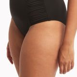 SEA LEVEL SWIM - GATHERED SIDE HIGH WAIST PANT / BLACK