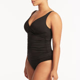 SEA LEVEL SWIM - ESSANTIALS CROSS FRONT MULTIFIT SINGLET TOP / BLACK