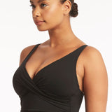 SEA LEVEL SWIM - ESSENTIALS CROSS FRONT MULTIFIT ONE PIECE / BLACK