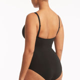 SEA LEVEL SWIM - ESSENTIALS CROSS FRONT MULTIFIT ONE PIECE / BLACK