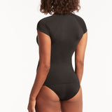 SEA LEVEL SWIM - ESSENTIALS SHORT SLEEVE MULTIFIT RASH VEST FULL ZIP / BLACK