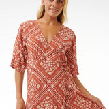 RIPCURL DRESS - SOLEIL WRAP MINI DRESS / RUST