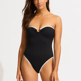 SEAFOLLY ONE PIECE - BEACH BOUND RING FRONT BANDEAU ONE PIECE / BLACK