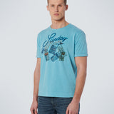 NO EXCESS TEE - PRINT GARMENT DYED / 128 LIGHT AQUA