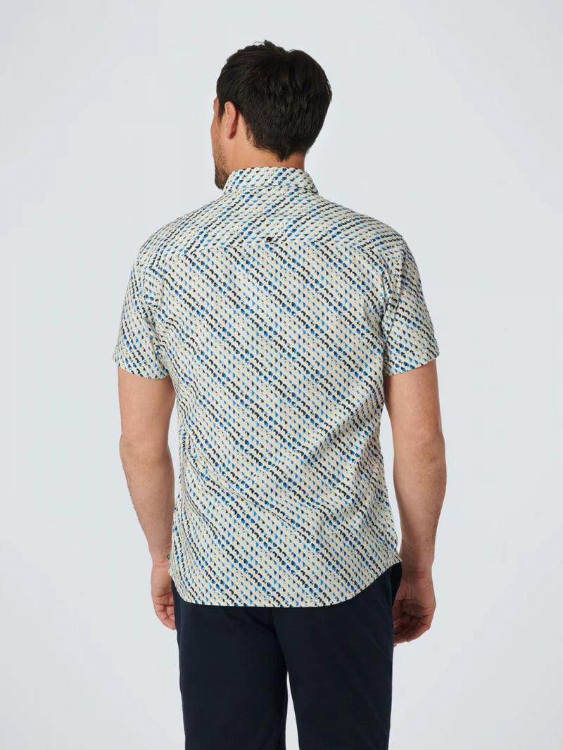 NO EXCESS SHIRT - 20460426 SHORT SLEEVE ALLOVER PRINTED / WASHED BLUE
