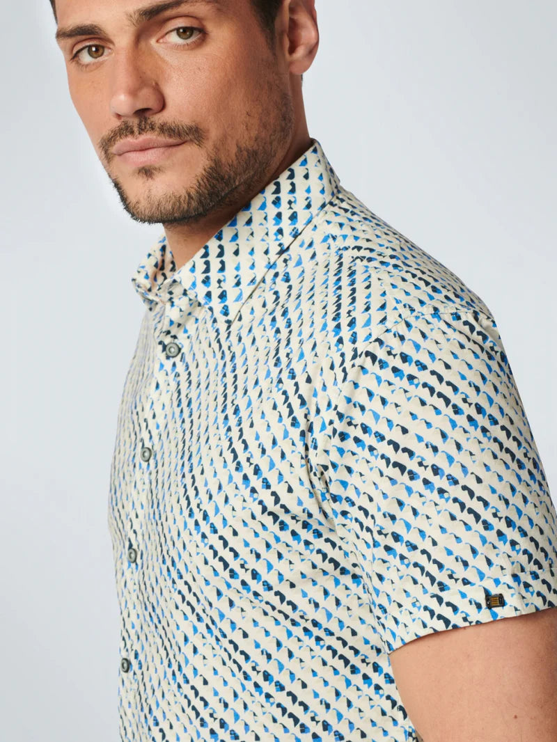 NO EXCESS SHIRT - 20460426 SHORT SLEEVE ALLOVER PRINTED / WASHED BLUE
