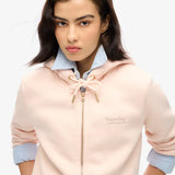 SUPERDRY HOODIE - ESSENTIAL ZIP UP HOODIE / PINK CLAY