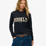 SUPERDRY - ATHLETIC ESSENTIAL GRAPHIC L/S TOP / ECLIPSE NAVY