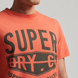 SUPERDRY TEE - VINTAGE COPPER LABEL TEE / DENIM CO RUST ORANGE