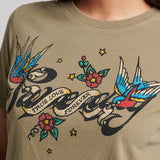 SUPERDRY TEE - TATTOO SCRIPT GRAPHIC T SHIRT / MOSS KHAKI