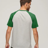 SUPERDRY TEE - ATHLETIC VL RAGLAN TEE / GLACIER GREY MARLE FIELD GREEN MARLE