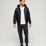 SUPERDRY JACKET - HOODED STORM HYBRID PADDED JACKET / ECLIPSE NAVY