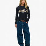 SUPERDRY - ATHLETIC ESSENTIAL GRAPHIC L/S TOP / ECLIPSE NAVY