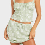 ROXY LINEN SKIRT-BLOSSOM BIAS MINI/SAGE