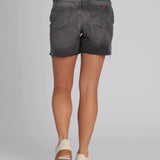 SUPERDRY DENIM SHORTS - VINTAGE MID RISE CUT OFF SHORT / WOLCOTT BLACK STONE