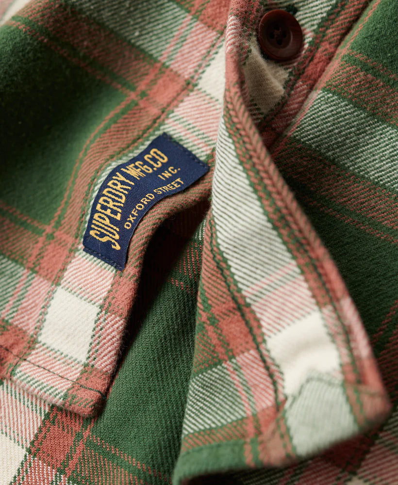 SUPERDRY FLANNEL - COTTON WORKER CHECK SHIRT / WORK CHECK GREEN