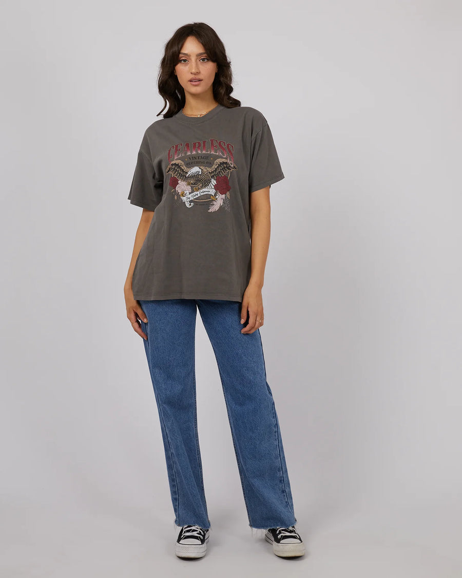 ALL ABOUT EVE TEE - FEARLESS OVERSIZED TEE / CHARCOAL