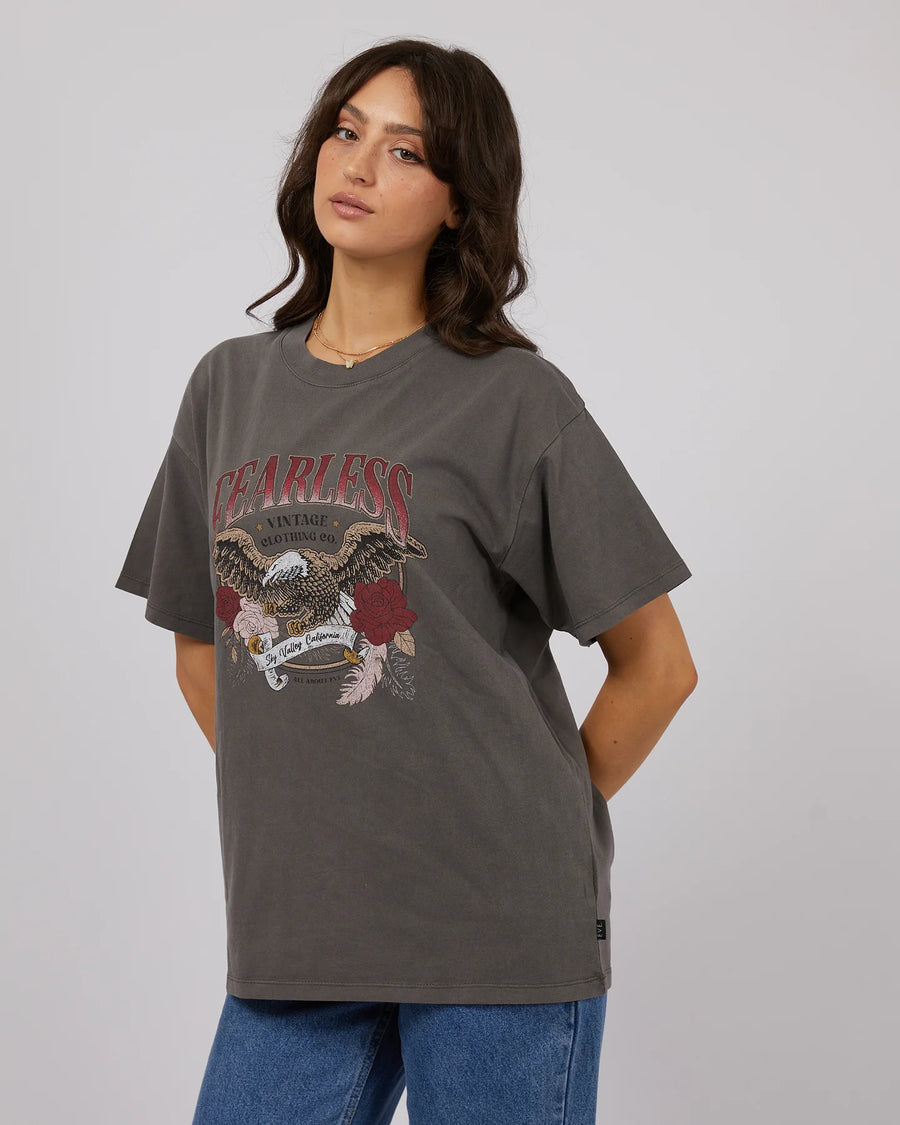 ALL ABOUT EVE TEE - FEARLESS OVERSIZED TEE / CHARCOAL