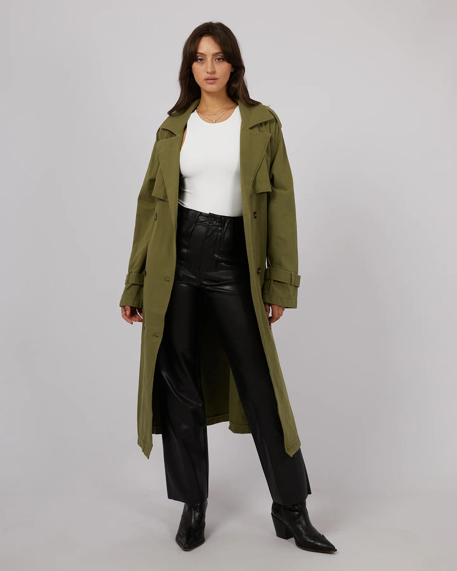 ALL ABOUT EVE TRENCH COAT - EVE TRENCH COAT / KHAKI