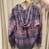 ONE TEASPOON SHIRT - MIXED FLANNEL HOODED SHIRT / DARK PURPLE