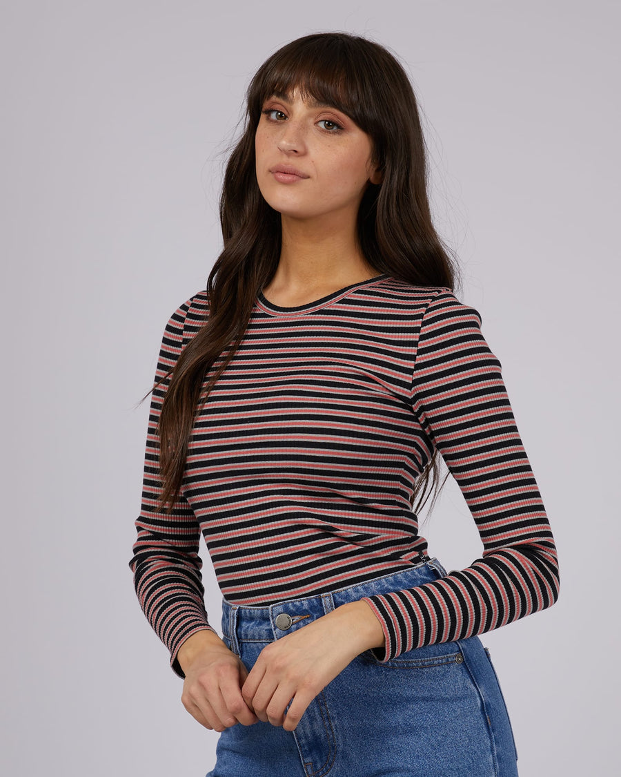 ALL ABOUT EVE L/S TEE- EVE RIB STRIPE LONG SLEEVE / BLK