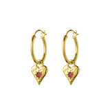 MIDSUMMER STAR EARRINGS -LOVE HEART GARNET HOOPS / GOLD