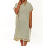 SISSTR HOODED TOWEL - SUNNY SIDE / PALMA GREEN