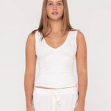 RUSTY TANK - LACEY VEE NECK TANK / WHITE