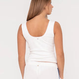 RUSTY TANK - LACEY VEE NECK TANK / WHITE