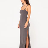 RUSTY DRESS - VICKY SLIP MAXI DRESS - OYSTER GRAY