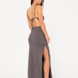 RUSTY DRESS - VICKY SLIP MAXI DRESS - OYSTER GRAY