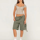 RUSTY - SANDY BUTTON UP TOP - OATMEAL STRIPE