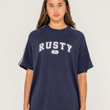 RUSTY T-SHIRT - ALL SAINT COLLEGIATE OG OVERSIZED / NAVY BLUE