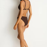 SEA LEVEL BIKINI - LUMINARA CHAIN LINK LONGLINE TRI TOP / COCOA