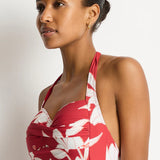 SEA LEVEL - VERIDIAN TWIST FRONT HALTER MULTFIT ONE PIECE - RUBY
