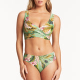 SEA LEVEL BIKINI BOTTOM - LOST PARADISE MID BIKINI PANT / GREEN