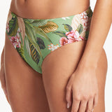 SEA LEVEL BIKINI BOTTOM - LOST PARADISE MID BIKINI PANT / GREEN