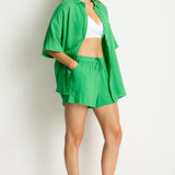 SEALEVEL OVERSHIRT - SUNSET ALOHA SHIRT / KELLY GREEN