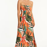 SEA LEVEL DRESS - TROPALUXE CUTAWAY BANDEAU DRESS / KHAKI
