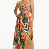 SEA LEVEL DRESS - TROPALUXE CUTAWAY BANDEAU DRESS / KHAKI