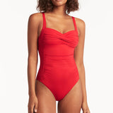 SEA LEVEL ONE PIECE - ESSENTIALS TWIST FRONT MULTIFIT ONE PIECE / RED