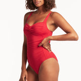 SEA LEVEL ONE PIECE - ESSENTIALS TWIST FRONT MULTIFIT ONE PIECE / RED