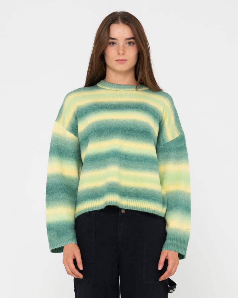 RUSTY KNIT - MARISSA LONG SLEEVE CREW NECK OMBRE KNIT / LIME