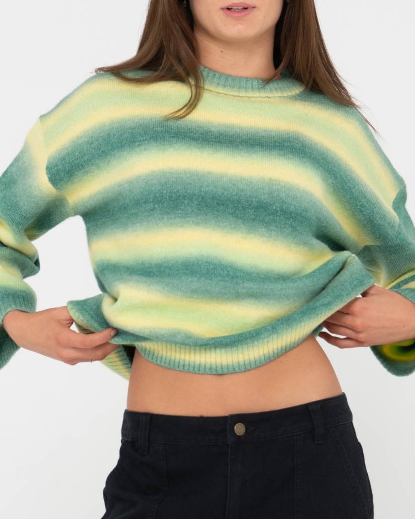 RUSTY KNIT - MARISSA LONG SLEEVE CREW NECK OMBRE KNIT / LIME