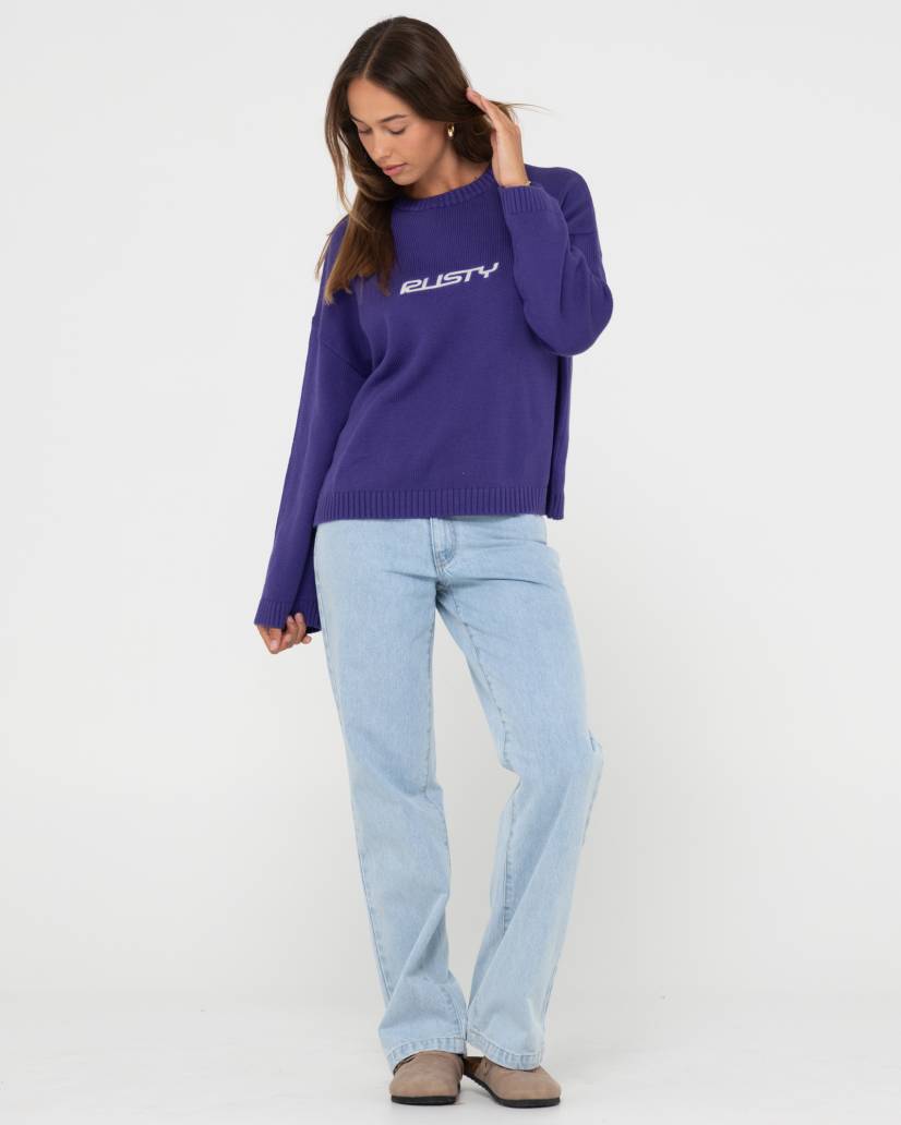 RUSTY KNIT - RIDER RELAXED CREW NECK KNIT / GRAPE